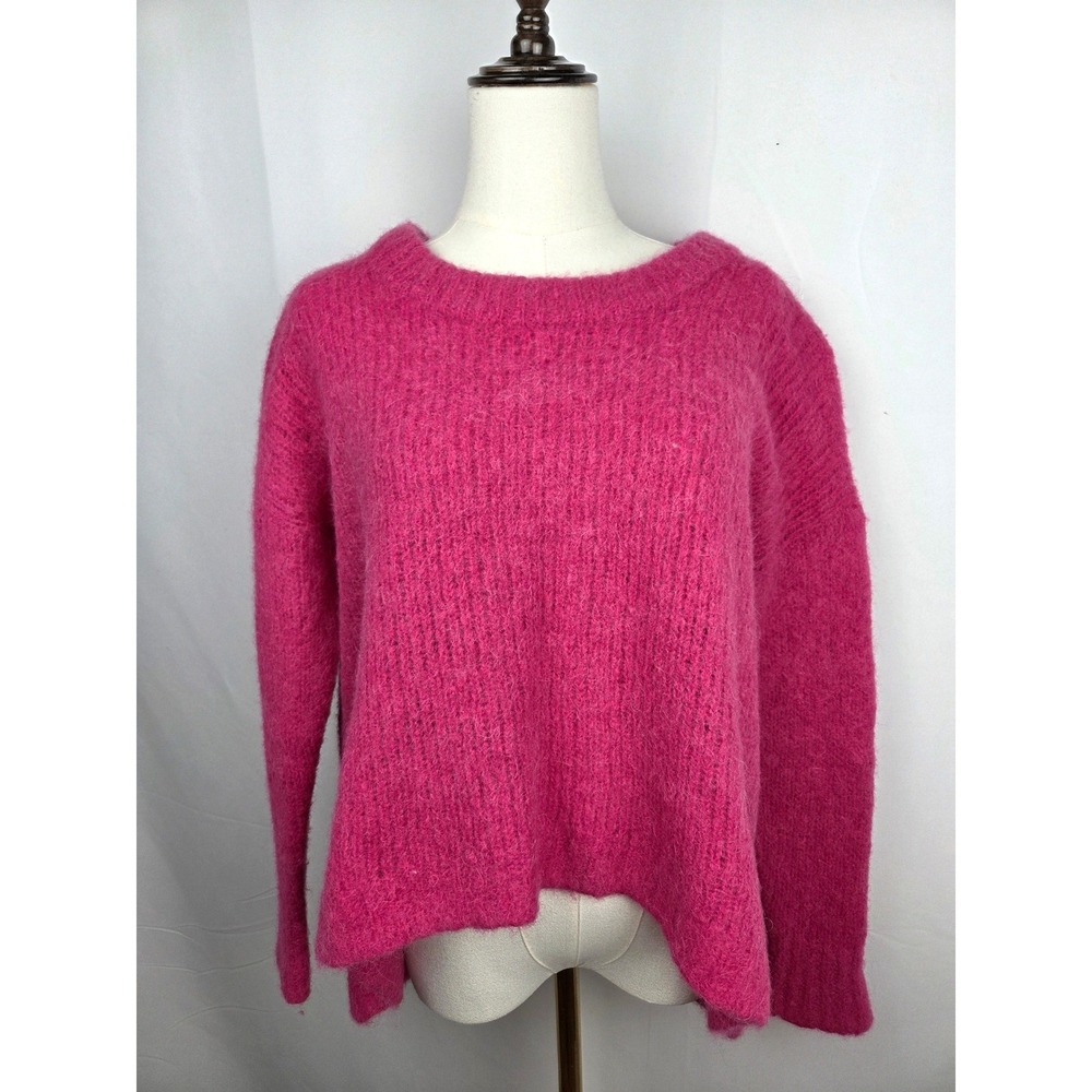 Sass & Bide Sweater L Pink Alpaca Wool High Low Fuzzy Knit Barbiecore Fuschsia